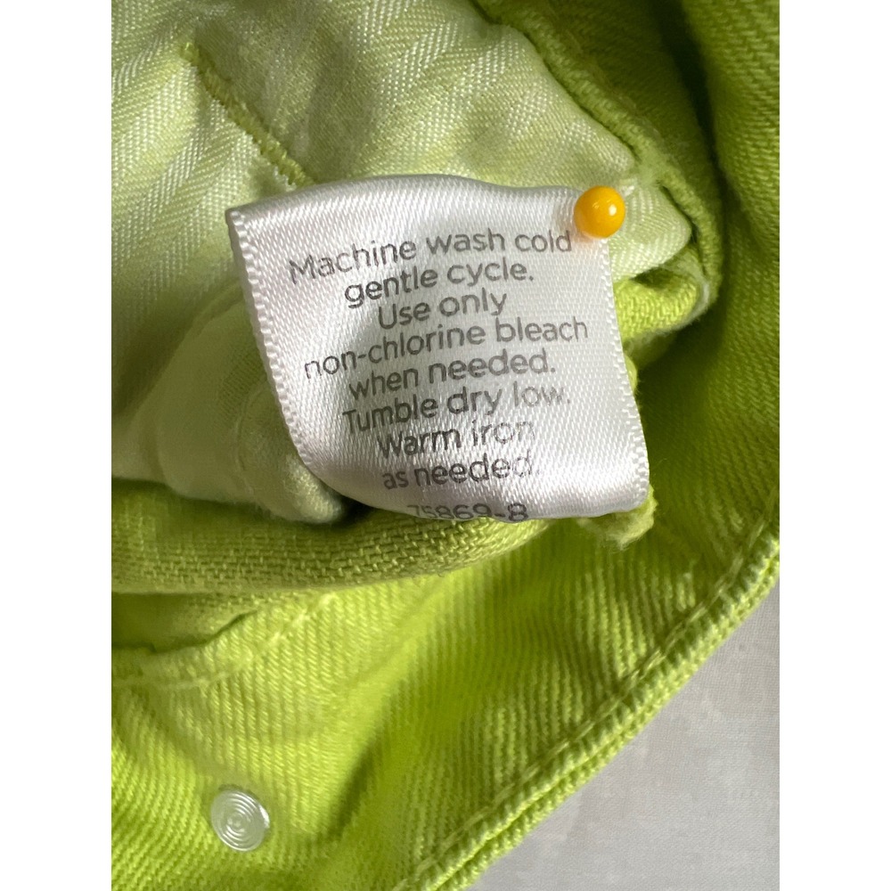JCP Denim Trucker Jacket VTG Womens Medium Loden Lime Green New Cotton Cropped - Picture 5 of 10